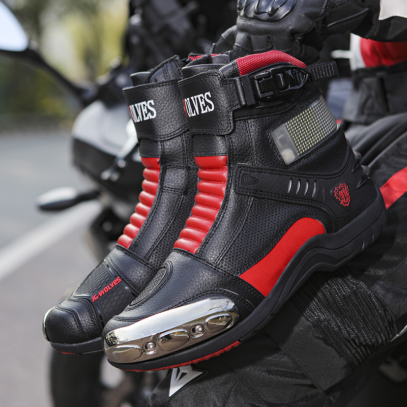 JG.WOLVES Leather Biker Shoes  - Motorcycle Gear Boots review and price